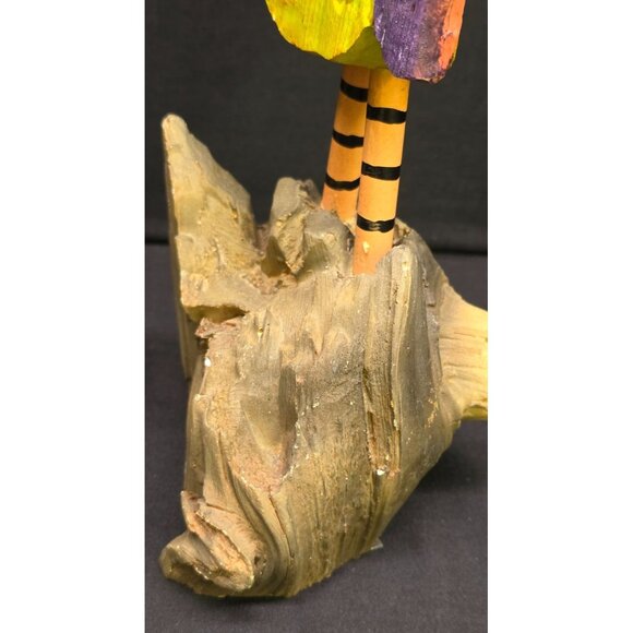 Primitive Folk Art Whimsy Creations Owl w Witches Hat Halloween Carving Figurine - Picture 5 of 9